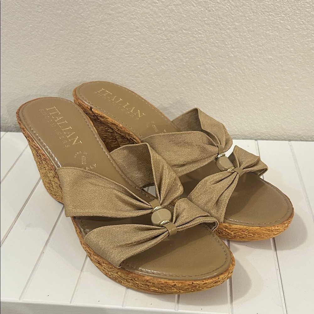 Italian Shoemakers Beige Wedge Sandals